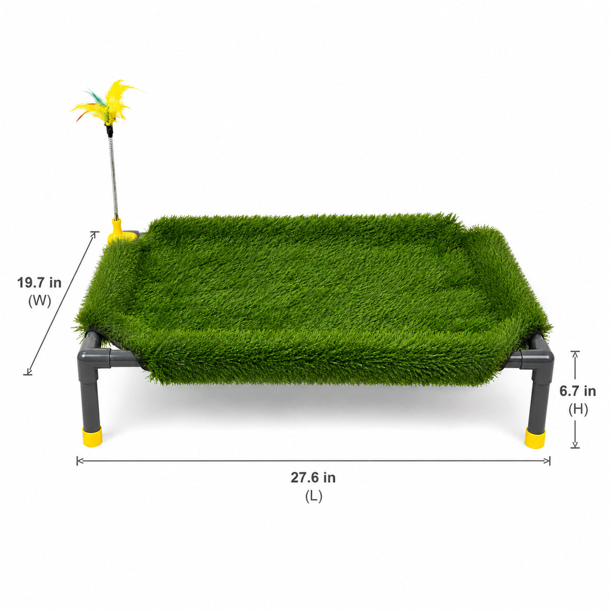 Elevated Cat Bed with Washable Artificial Grass Mat