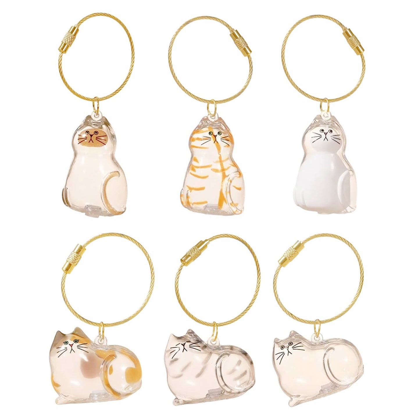 Cat Hair Keepsake Keychain Set (6 Pack) | Memorial Bottles for Fur, Whiskers & Precious Pet Memories