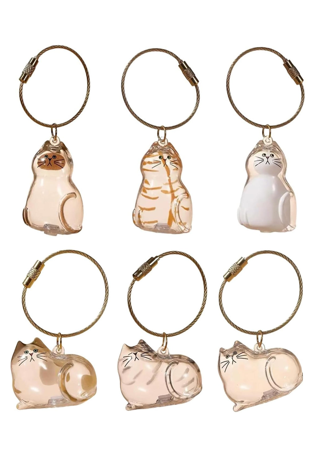Cat Hair Keepsake Keychain Set (6 Pack) | Memorial Bottles for Fur, Whiskers & Precious Pet Memories