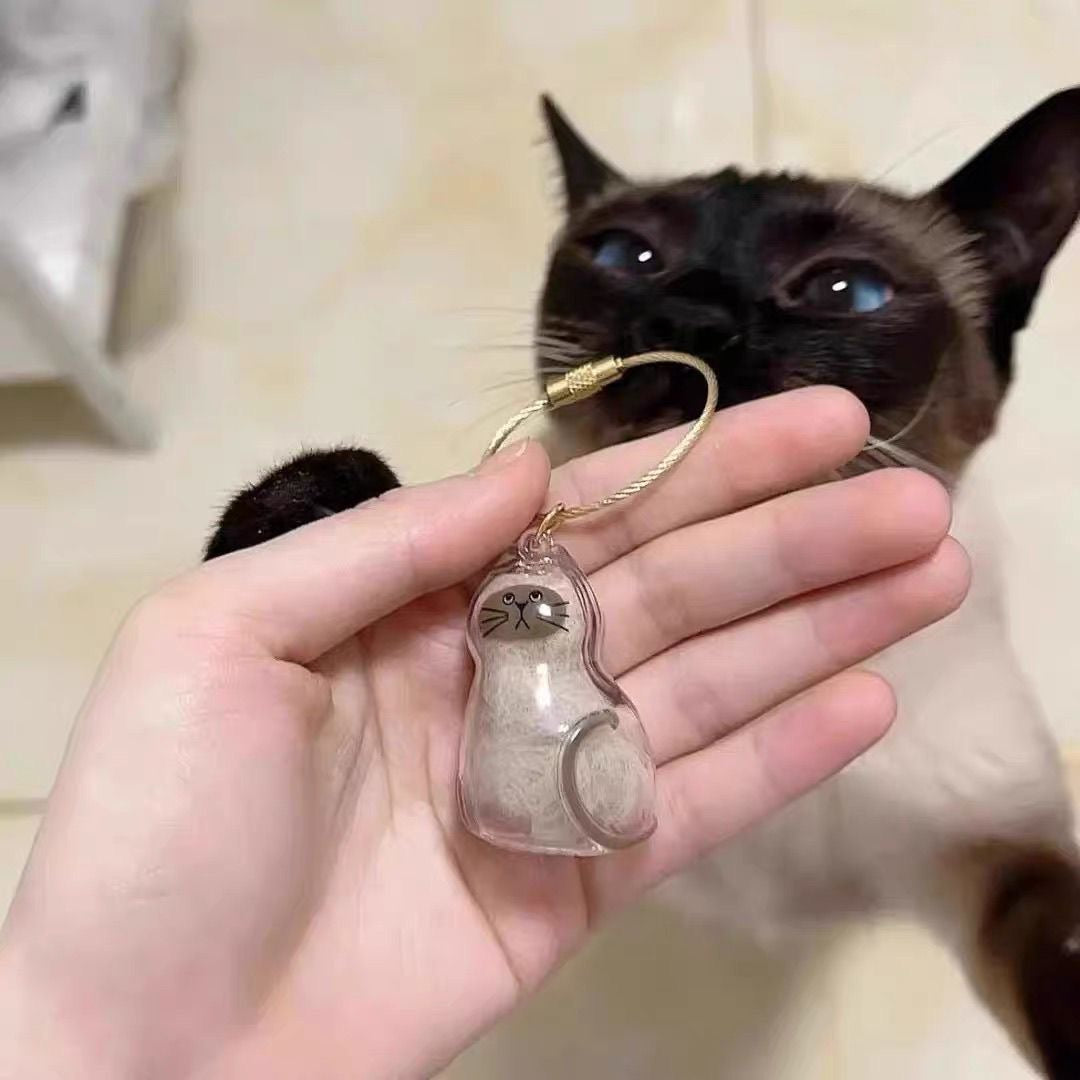 Cat Hair Keepsake Keychain Set (6 Pack) | Memorial Bottles for Fur, Whiskers & Precious Pet Memories