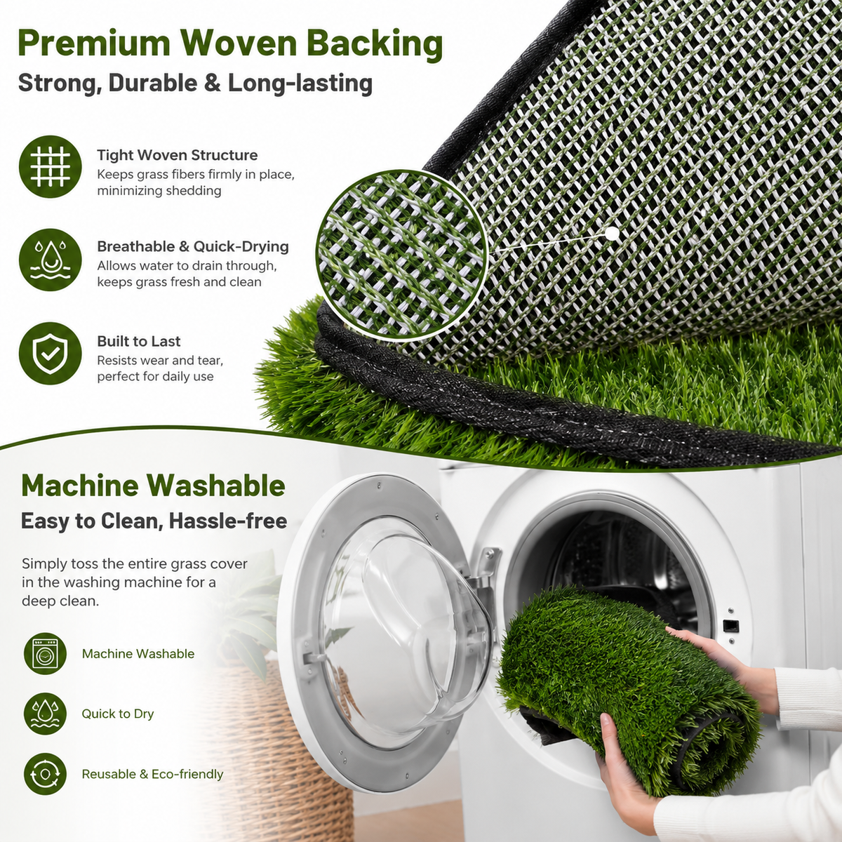 Elevated Cat Bed with Washable Artificial Grass Mat